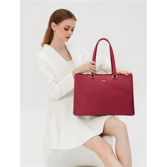 Laptop Tote Bag for Women 15.6 Inch Waterproof Leather Computer Bags Women - Picture 2 of 6